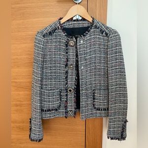 Zara Tweed Blazer with Jewel Buttons